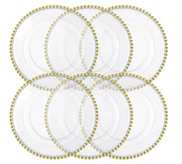 Placas de contas de ouro nórdicas Carregador de placa de vidro Salada decorativa Prato de frutas transparentes Transpare Wedding Dening Dinner Supplies