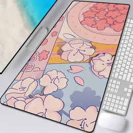 Muskuddar handled vilar stor anime rosa muspadspelare söt kawaii xxl gaming mus pad gummi otaku lås kant stor mode laptop anteckningsbok skrivbord matta t230215
