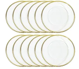 Assiettes De Noël À Bord Doré, Plateau À Perles En Verre Transparent,  Assiette À Perles En Verre, Gâteau Aux Fruits, Assiette Occidentale,  Assiette À Bord Doré Du 3,37 €