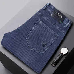 Light Premium Luxury Jeans Men's Live Broadcast Autumn and Winter Straight Tube Busin High Elastic Soft Trousers Men