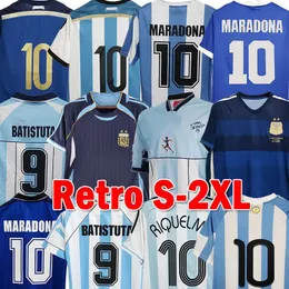 아르헨티나 레트로 축구 유니폼 1986 Maradona Caniggia 1978 85 86 93 94 96-97 98 Long Sleeve Football Uniforms 2001 06 Riquelme 2010 14 Simeone Ortega Batistuta Tops