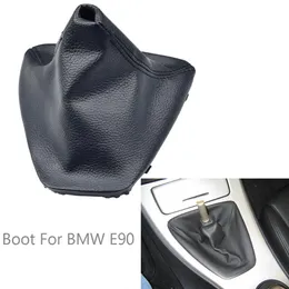 Yeni araba dişli vites değiştirici kol düğmesi yakaları toz geçirmez kapaklar PU deri botlar BMW E90 E91 E92 Araç Aksesuarları191N