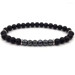 Strand Classic Stone Bracciale Men Temperament Handmade 6mm Lava Hematite Bead per gioielli regalo