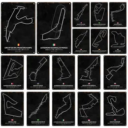 Formula 1 Yarış Track Rota Sanat Resim Metal Teneke Demir Duvar Dahası Dekorasyon Plak Sanat Plaka Erkekler Mağara Garaj Bar Yatak Odası Ev Dekoru Hediye Boyutu 30x20cm W02