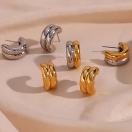 مسمار الفولاذ المقاوم للصدأ الذهب مطلي نصف دائرة واسعة الفضة سميكة الأقراط ملونة المجوهرات مقاومة للماء 230215