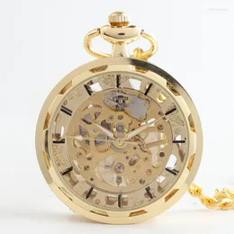 Pocket Watches Men Gold Watch Unisex Mechanical Ręcznie Winding Xmas Gift #10711