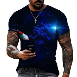 Męskie koszule Alien UFO Wzór druk 3D Męski górski górny szczyt Krótki rękaw Lycra poliester Wysokiej jakości odzież marki