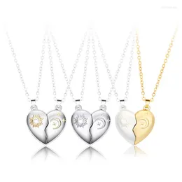 Collane con ciondolo 2 pezzi / set Collana coppia per donna Cuore Magnetico Sole Luna Gioielli abbinati abbinati Fidanzata Festa di nozze Girocollo a catena