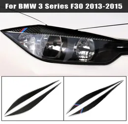 Decoraci￳n de fibra de carbono Feotlights Cejas de p￡rpados Cubierta de molduras para BMW F30 20132018 Accesorios de 3 series Pegatizas de luz para autom￳vil253T1387785