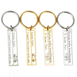 Stainless Steel Hollow Keychain Creative Car Keychains Pendant Drive Safe Valentine's Day Gift Keyring