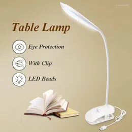 Tischlampen LED-Schreibtischlampe USB wiederaufladbar faltbar mit Clip Augenschutz flexibel für Nachttischstudie Lesebuch Nachtlicht