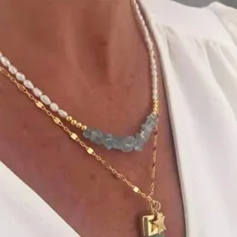 Gargantilla collar de perlas naturales de agua dulce 2023 cadena de clavícula con cuentas de piedra triturada de moda para mujeres exquisito Collar que combina con todo