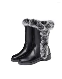 Buty duży rozmiar 9 10 11-17 Kobiet Kobiet Winter Buty Botas Maomao Side zamek błyskawiczny płaska pięta okrągła głowa