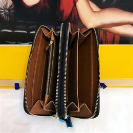 Double Zipper Zippy Wallet الطريقة الأكثر أناقة لحمل البطاقات النقدية العملات المعدنية الشهيرة Men Leather Pres