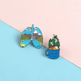 Brooches Adventure Landscape Pins Lung Cup Explore Lapel Enamel Cartoon Badges Clothes Bag Jewelry Gifts For Friends