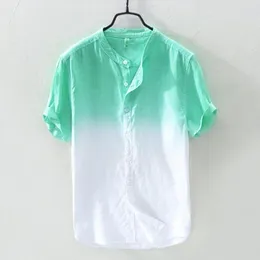 Men's T Shirts Summer Colorful Men's Tie Dye Gradient Cool And Thin Breathable Collar Hanging Dyed Cotton Camisas De Hombre