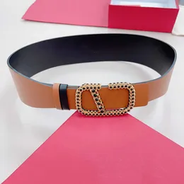 New Women Leather Belt Luxury Fashion Diamond-encrusted Letter Smooth Buckle Brand Belts Top Designer Waist Seal Width 7CM Boutique Gift Box