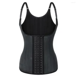 Women's Shapers 25 Steel Bones Latex Waist Trainer Vest 3 Hooks Shinning Rubber Corset Women Plus Size Black Nude Corselet Adjustable