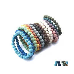 Charm Bracelets Handmade 8Mm Seven Chakras Buddha Bracelet Chakra Colorf Lava Stone Diffuser Men Summer Jewelry Gift Drop Delivery Dhoil