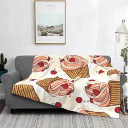 Cobertores cobertores de sorvete para sofá sofá cereja doce super macio de pelúcia de microfibra fofa de cama quente e leve
