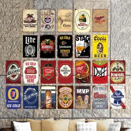 アイスコールドビールメタルスズ類サインプラーク装飾ヴィンテージビールブランドメタルペインティングパブパブクラブの装飾のための壁の壁の装飾
