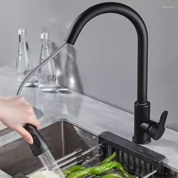 Kitchen Faucets Faucet Pull-Out And Cold Water All Copper Household Rotating Wash Basin Sink With 2PCS Hose