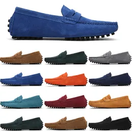 Men Casual Shoes Mens Slip on Lazy Suede Leather Shoe Big Size 38-47 Fuchsia