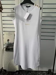 Vestido preto para mulher Vestido de ver￣o de ver￣o Vestidos sexy sexy Bodycon White Casual Crew Crew pesco￧o sem mangas letra de ombro de ombro