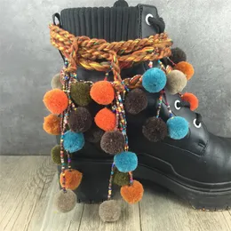 Fußkettchen Winterschuhe Deion Boho Kette Fransen Pom Pom Ball Quasten Gürtel für Stiefel 230216