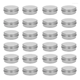 Opslagflessen 30 ml zilveren kleine aluminium ronde lippotjes met schroefdop voor cosmetische kaarsen of thee (pak van 2