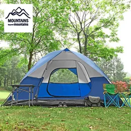 Палатки и укрытия 5-6 человек космический кемпинг палатка двойное солнцезащитное водонепроницаемое на открытом воздухе.