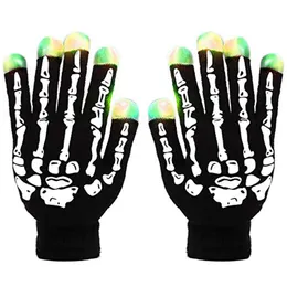 Светодиодные перчатки скелетоны светодиодные перчатки вспышка света перчатки для костюмов Хэллоуин Вечеринка для Хэллоуина Рождественские дети взрослые 230216