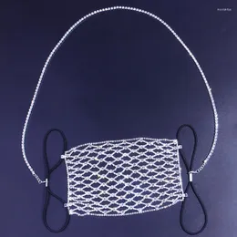 Kedjor 2023 Fashion Luxury Rhinestone Long Chain för maskhållarens tillbehör Nyhet Hangable Crystal Necklace Strap Rope