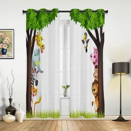 Curtain Jungle Forest Cartoon Animal Lion Elephant Curtains For Bedroom Living Room Drapes Kitchen Children Window Home Decor