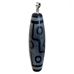 Pendant Necklaces Wholesale Natural Obsidian Stone Tibetan Nine Eyes Dzi Beads Pendants Rope Necklace Help Business For Men Women Jewelry