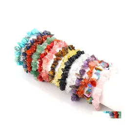 سوار أساور سارم الجوهرة الطبيعية سوار الحجر IRRERAGR CRYSTAL Chip Chip Beads Nets Barkles Quartz Wristband for Women Drop Delivery J DH5KU