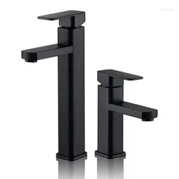 صنبور بالوعة الحمام Tuqiu Square Black Faucet Brass Basin Mixer Excessories Tap