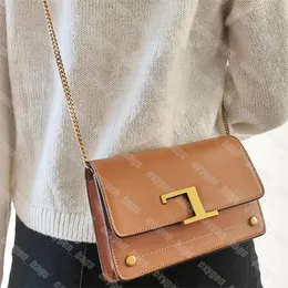 Män kvinnor designer klaff t crossbody väskor mode läder tidlös axelväska kedjor rem handväskor gyllene bokstaven spänne td handväska