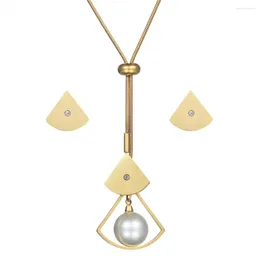 Kolye Küpe Seti 009 Jewelry Kadınlar için Gümüş Altın Renk Yuvarlak Tasarım Saplama Partisi Takı 2023