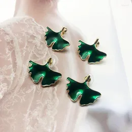 Backs Earrings Sweet Cute Green Enamel Apricot Leaf Glazing Oil Painting Party Birthday Gifts