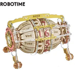 Blocchi Robotime ROKR Time Engine 3D Modello in legno Kit di blocchi di costruzione Giocattolo di assemblaggio fai-da-te Regalo per bambini Bambini Adulto LC801 230216
