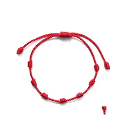Braceletas Charm 7 nudos Protecci￳n de pulsera de cuerda roja Buena suerte AMET For Sucess