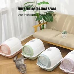 Andra katttillbehörskull stängd sandlåda Pet Bedpan Toalett Anti-Splash S Sanitary Tray With Spoon Clean Bath Basin Kitty House Plastic 230216