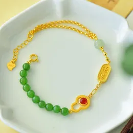 Bangle 2023 Bishi Bracelet Apple Green Round Beads Gourd Fortune Safety-Blessing Card Super Fairy Women's