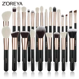 Makeup Tools Zoreya Black Makeup Borstes Set Natural Hair Borst Foundation Powder Eyebrow Contour Eyeshadow Make Up Borstes Maquiage 230215