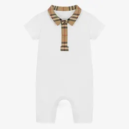 Vestito a quadri da neonata Gonna a camicia di cotone a maniche corte per bambini estivi Risvolto scozzese classico Tessuti personalizzati importati Vestiti per bambini