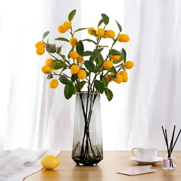 1PC人工レモンフルーツブランチDIY手工芸品の装飾は、家、リビングルーム、展示ホール、ホテルの窓、テーブルデコレーションに適しています
