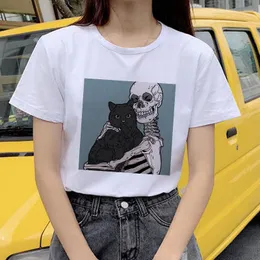 T-shirty damskie koszula z czaszką damska koszulka z grafiką gotyckie ubrania drukuj 2023 modna koszulka Harajuku estetyczna koszulka damska Grunge