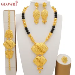 Zestawy biżuterii ślubnej luksus Dubai Gold Color African Indian Etiopia Bridal Gifts Party for Women Naszyjnik Zestaw 230215