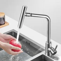 Kitchen Faucets 304 Brushed Stainless Steel Faucet Household And Cold Water Tank Universal Rotating Vegetable Sink